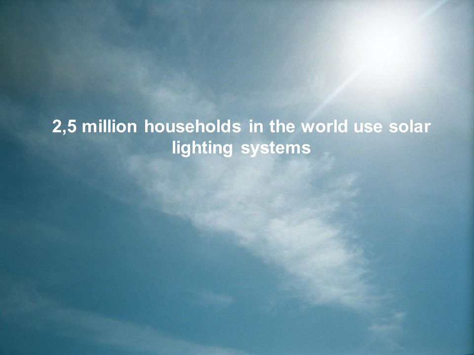 2,5 million households in the world use solar lighting systems