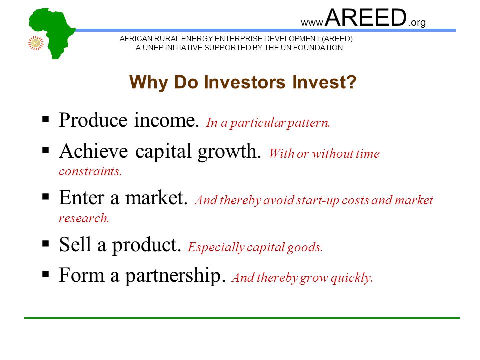 AFRICAN RURAL ENERGY ENTERPRISE DEVELOPMENT (AREED) A UNEP INITIATIVE SUPPORTED BY THE UN FOUNDATION www.