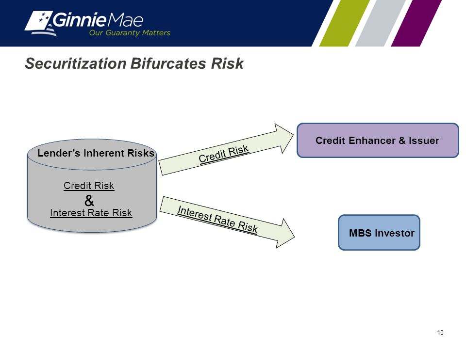 10 Interest Rate Risk Credit Risk & Credit Enhancer & Issuer MBS Investor Securitization Bifurcates Risk Lender’s Inherent Risks Credit Risk Interest Rate Risk