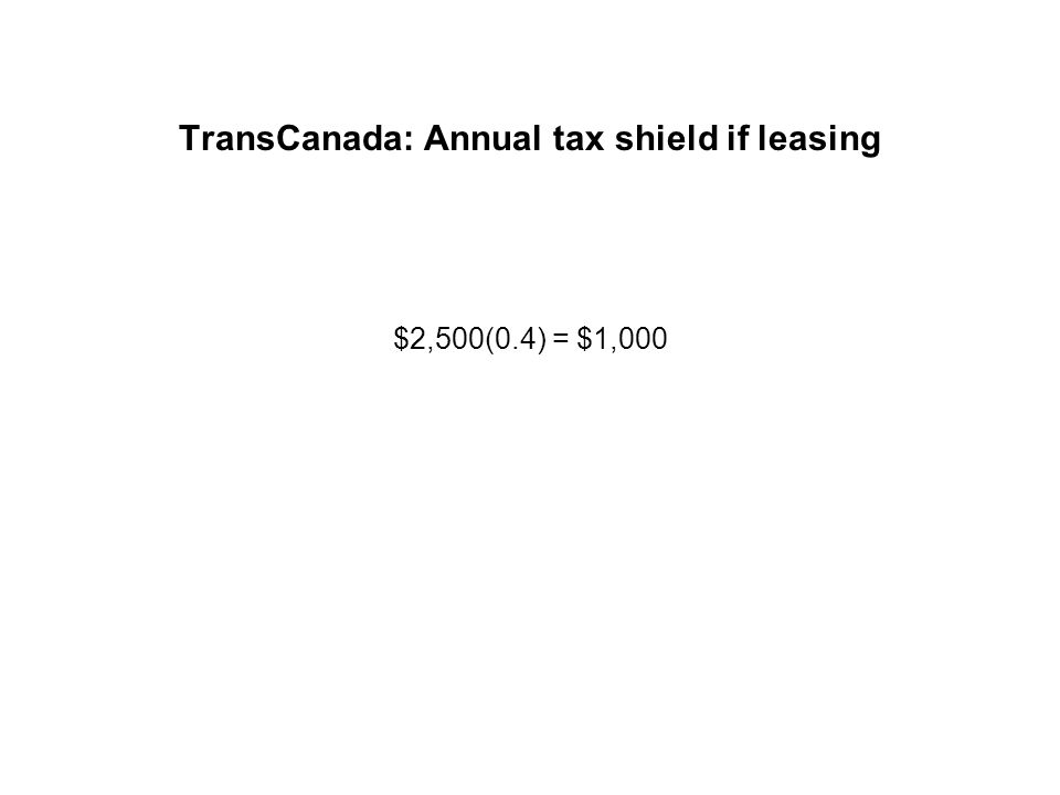 TransCanada: Tax shield if buying (assuming the asset pool is closed after 5 years)