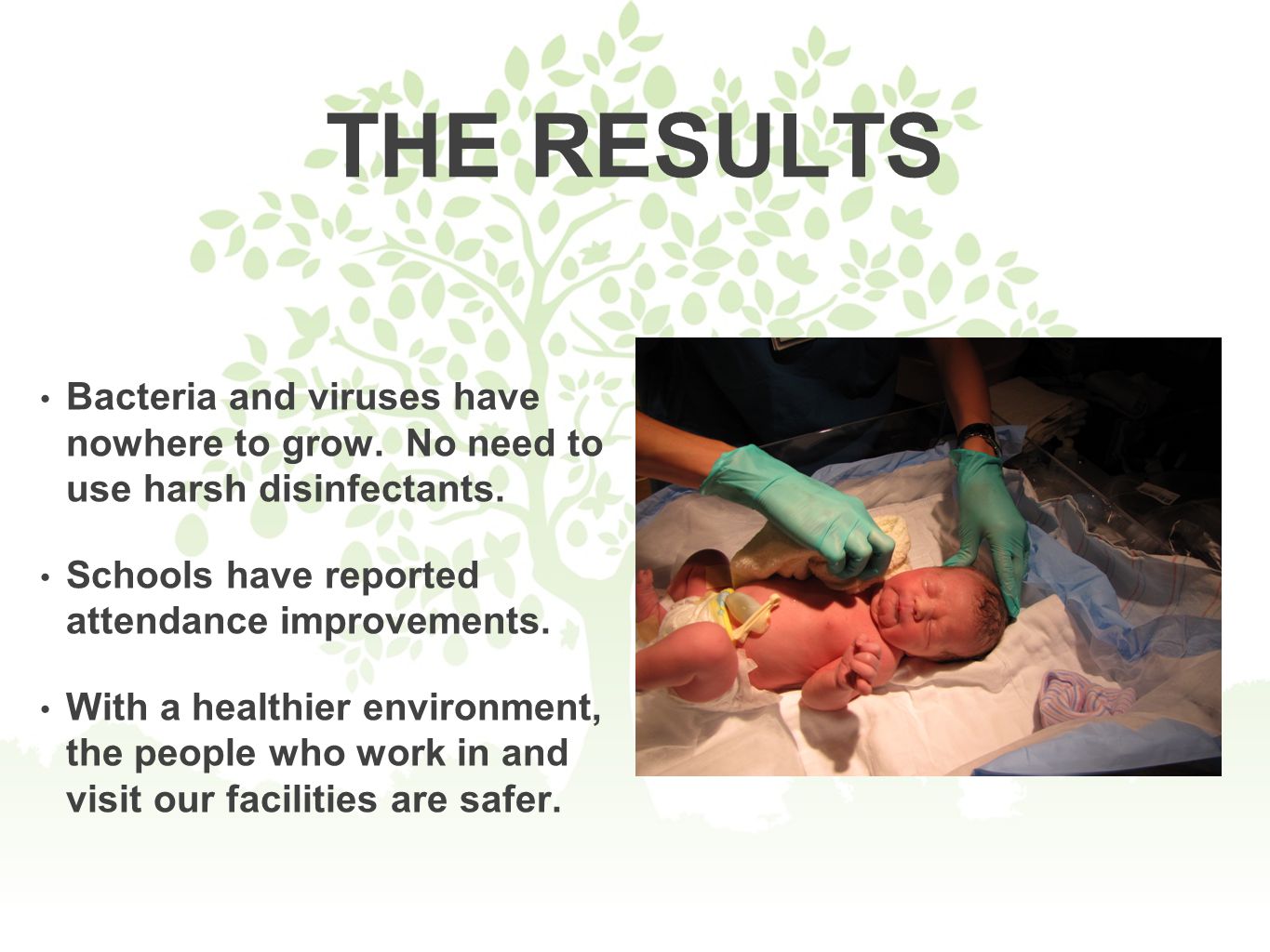 THE RESULTS Bacteria and viruses have nowhere to grow.
