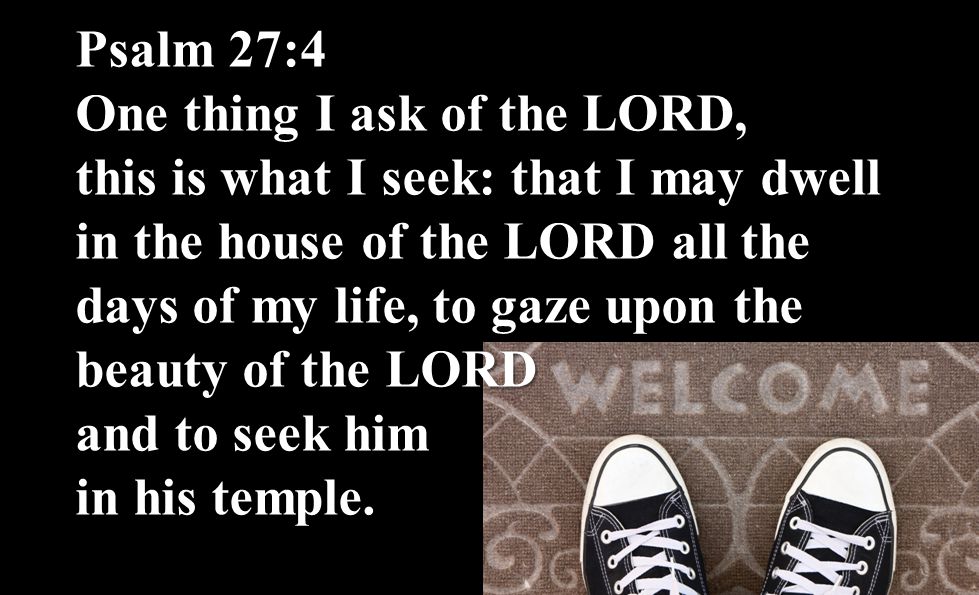 Psalm 27:4 One thing I ask of the LORD, this is what I seek: that I may dwell in the house of the LORD all the days of my life, to gaze upon the beauty of the LORD and to seek him in his temple.