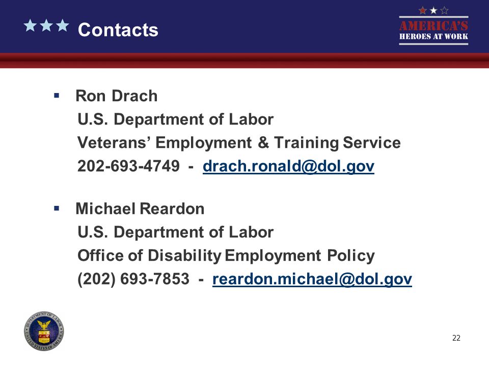 22 Contacts  Ron Drach U.S.