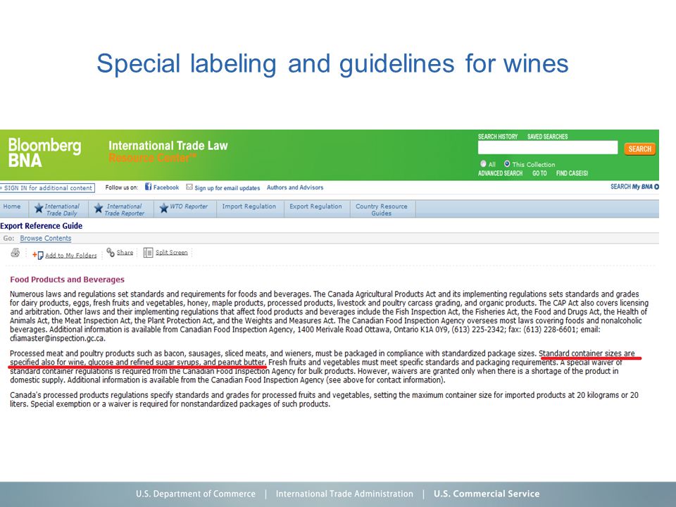 Special labeling and guidelines for wines