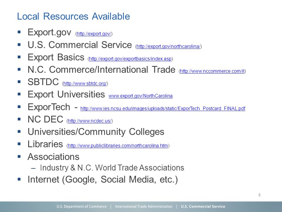 Local Resources Available  Export.gov (   U.S.