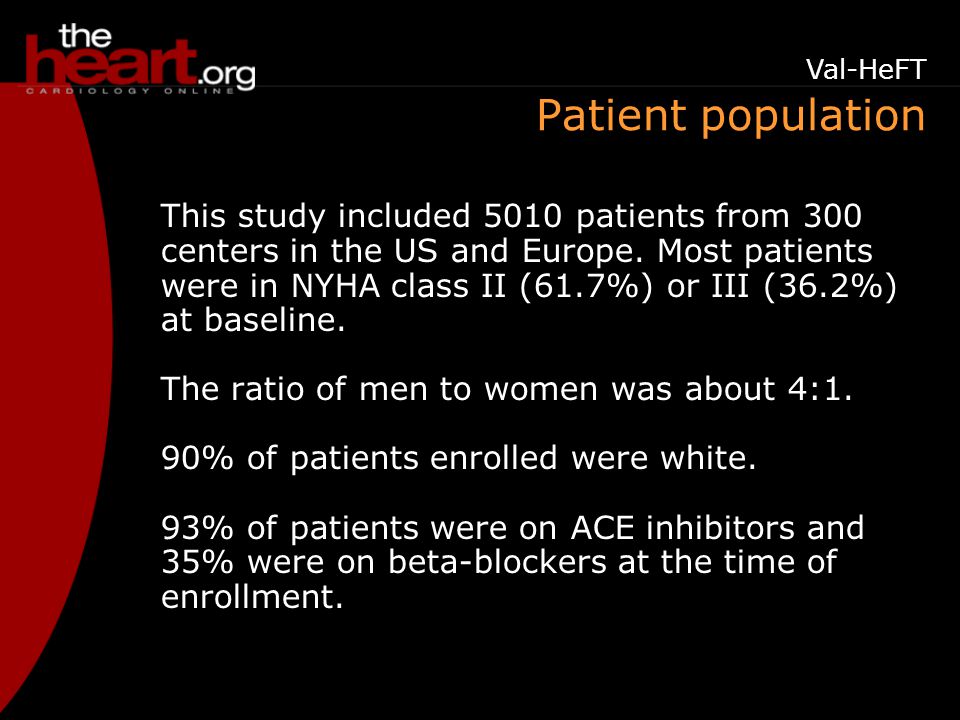 Patient population This study included 5010 patients from 300 centers in the US and Europe.