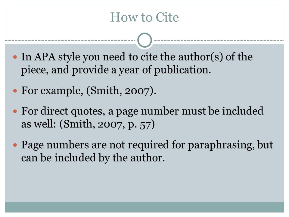 How to Cite In APA style you need to cite the author(s) of the piece, and provide a year of publication.