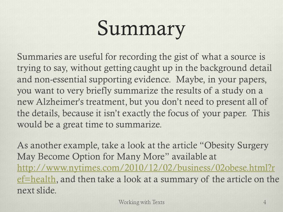 summarizing essay example