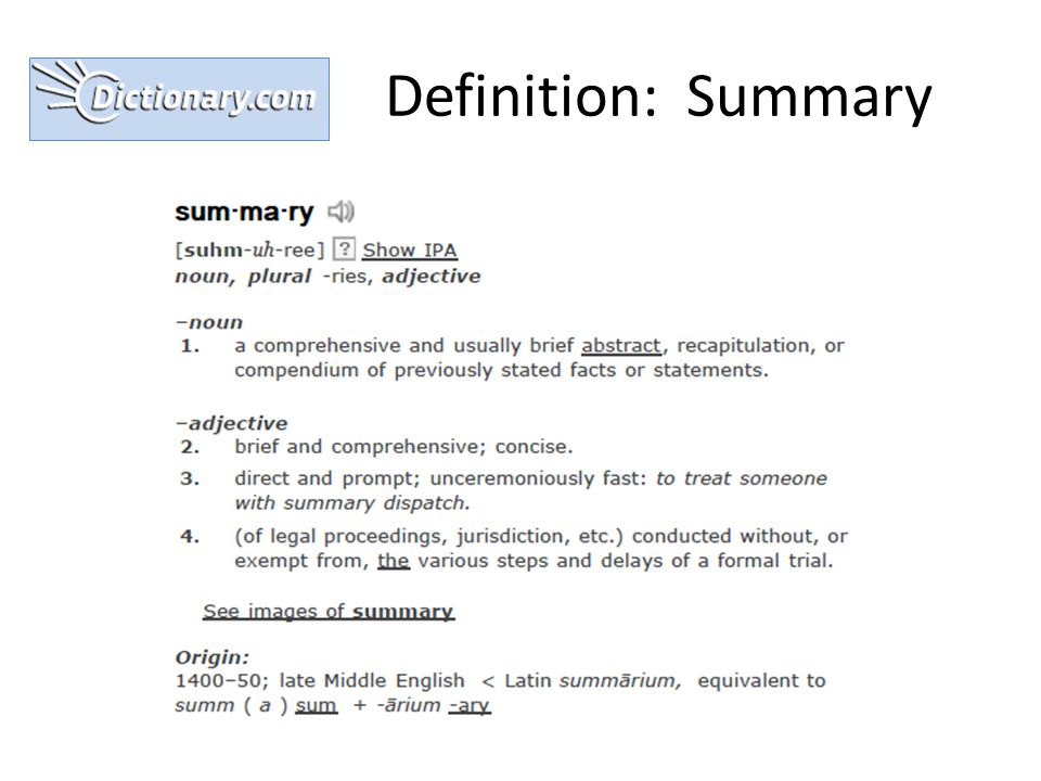 Definition: Summary
