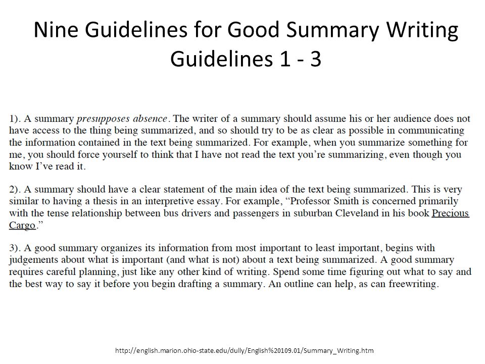 Nine Guidelines for Good Summary Writing Guidelines