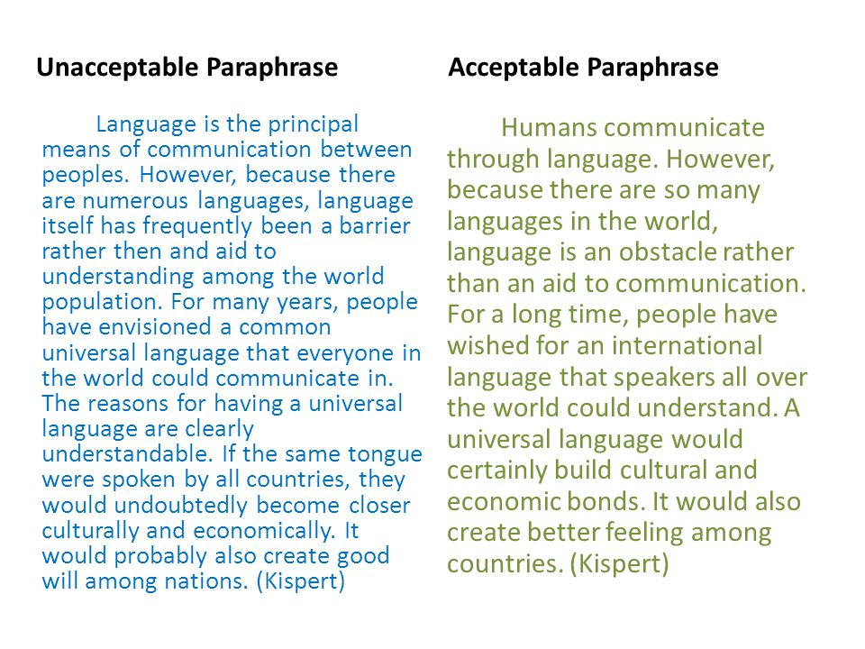 Which of the following statements about paraphrasing is true?