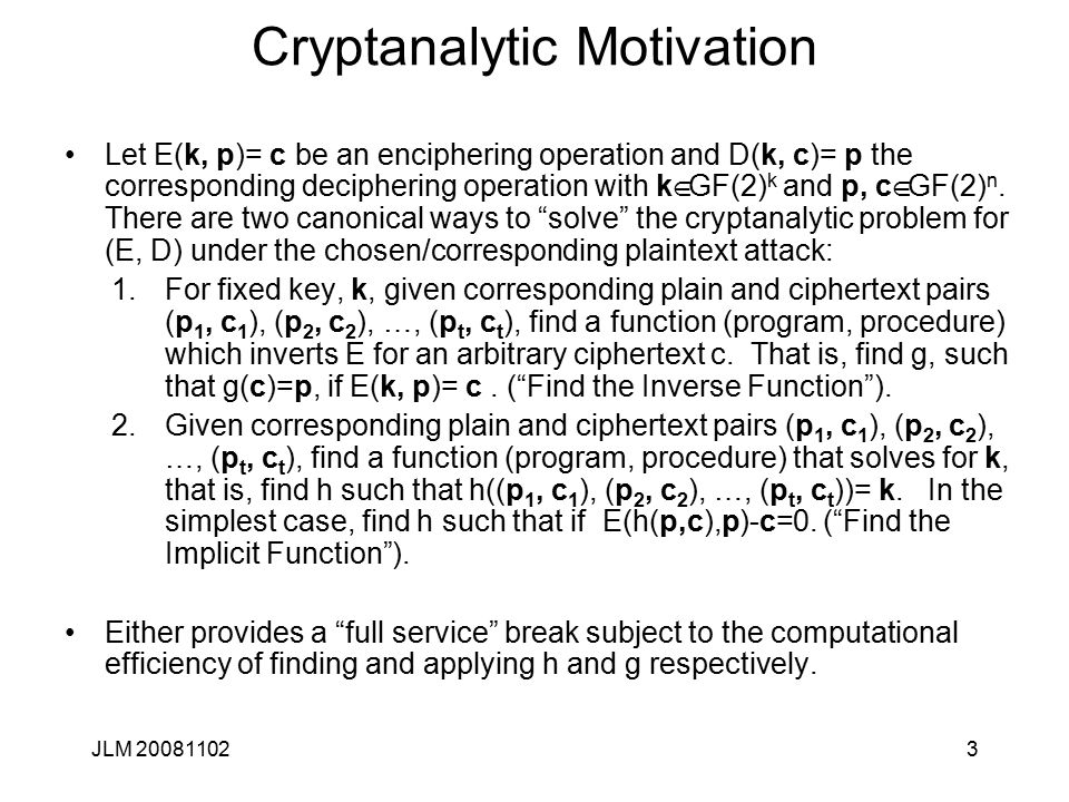 1 Cryptanalysis Lecture 11 Boolean Functions And Cryptanalysis John Manferdelli C John L Ppt Download