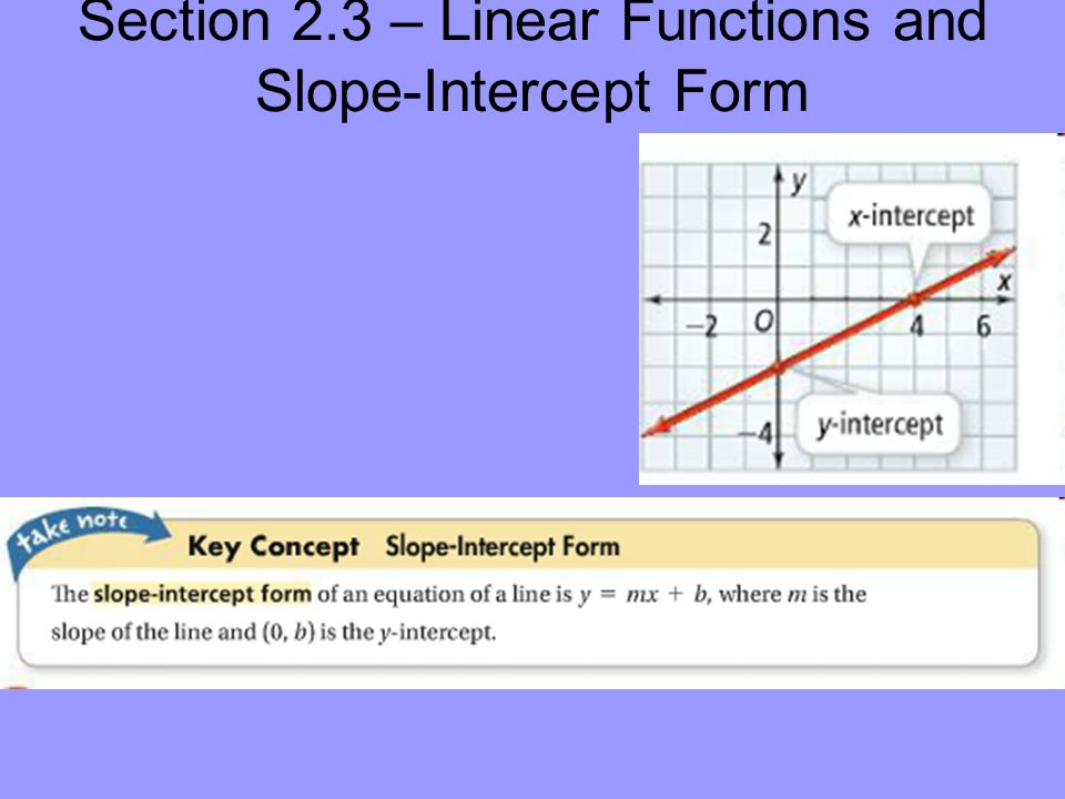 Section 2.3 – Linear Functions and Slope-Intercept Form