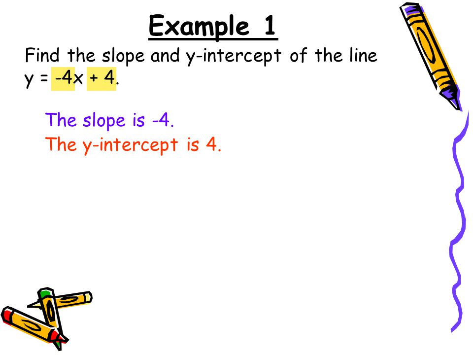 Find the slope and y-intercept of the line y = -4x + 4.