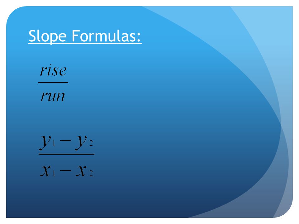Slope Formulas: