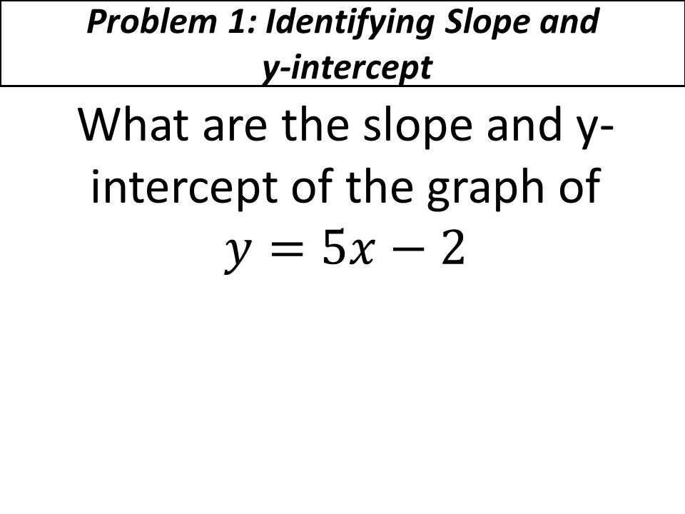 Problem 1: Identifying Slope and y-intercept