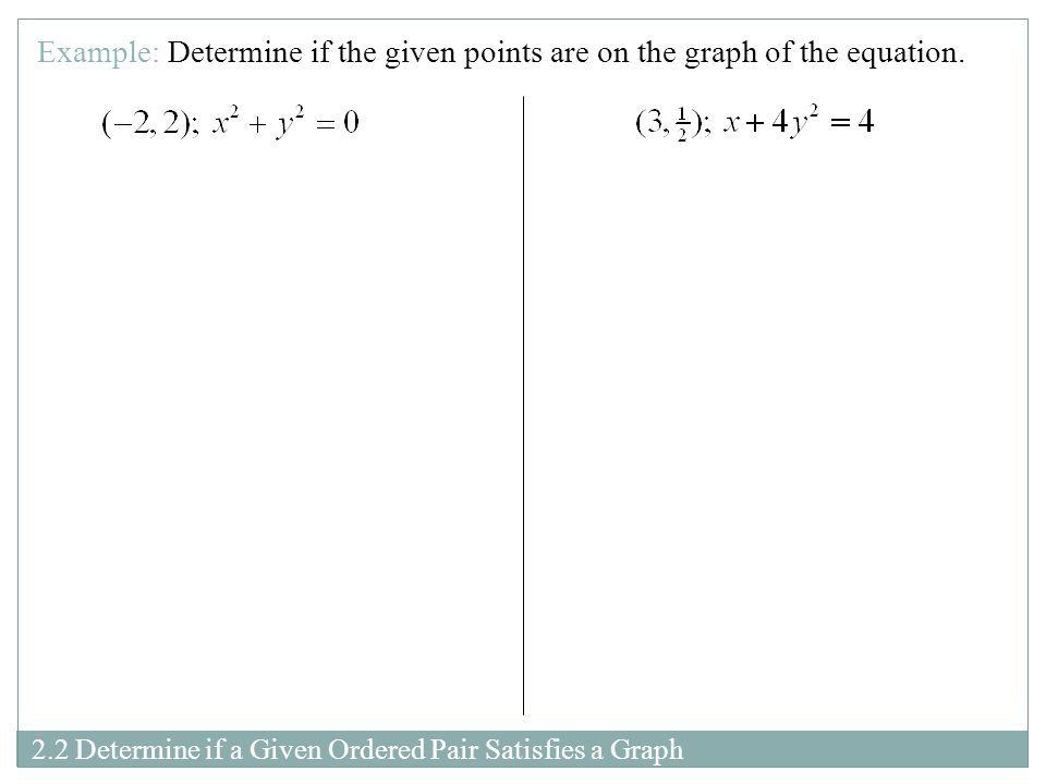 2 Graphs Of Equations In Two Variables Chapter Section 2 Determine If A Given Ordered Pair Satisfies Graph Example The Points Are On Of Equation