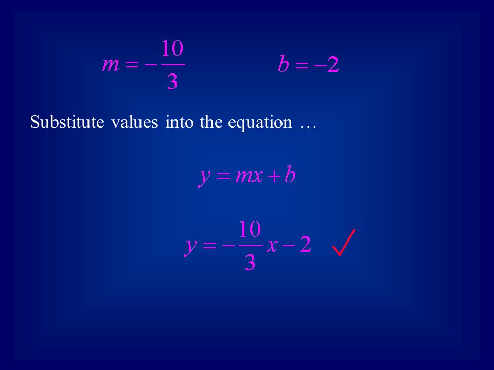 Substitute values into the equation …