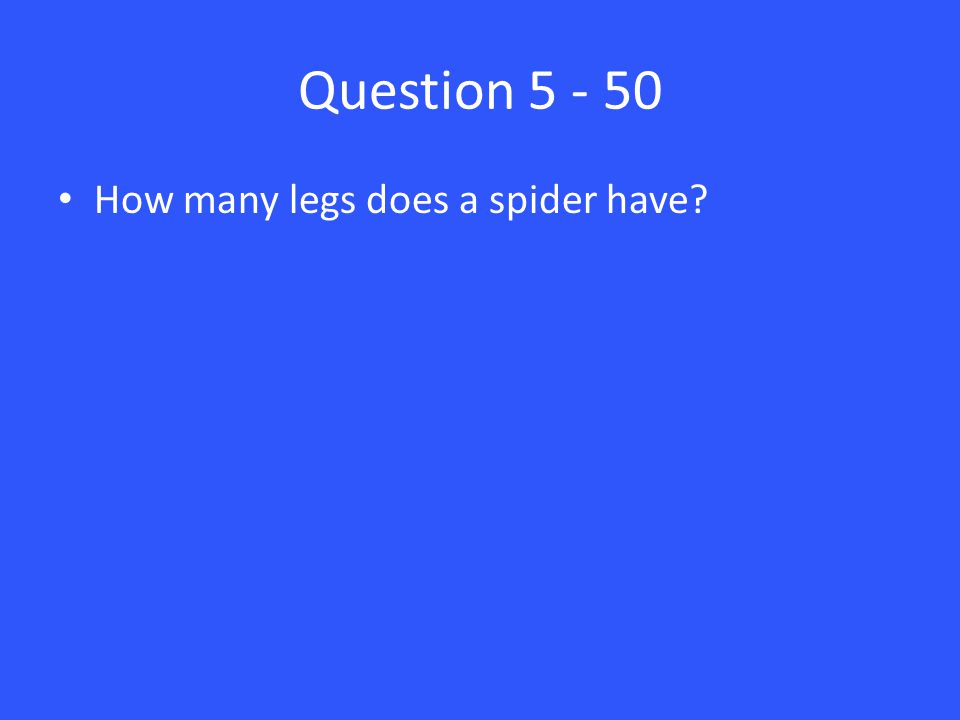 Question How many legs does a spider have