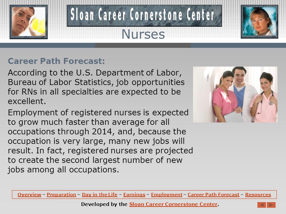 Employment: As the largest health care occupation, registered nurses held about 2.4 million jobs in 2004.