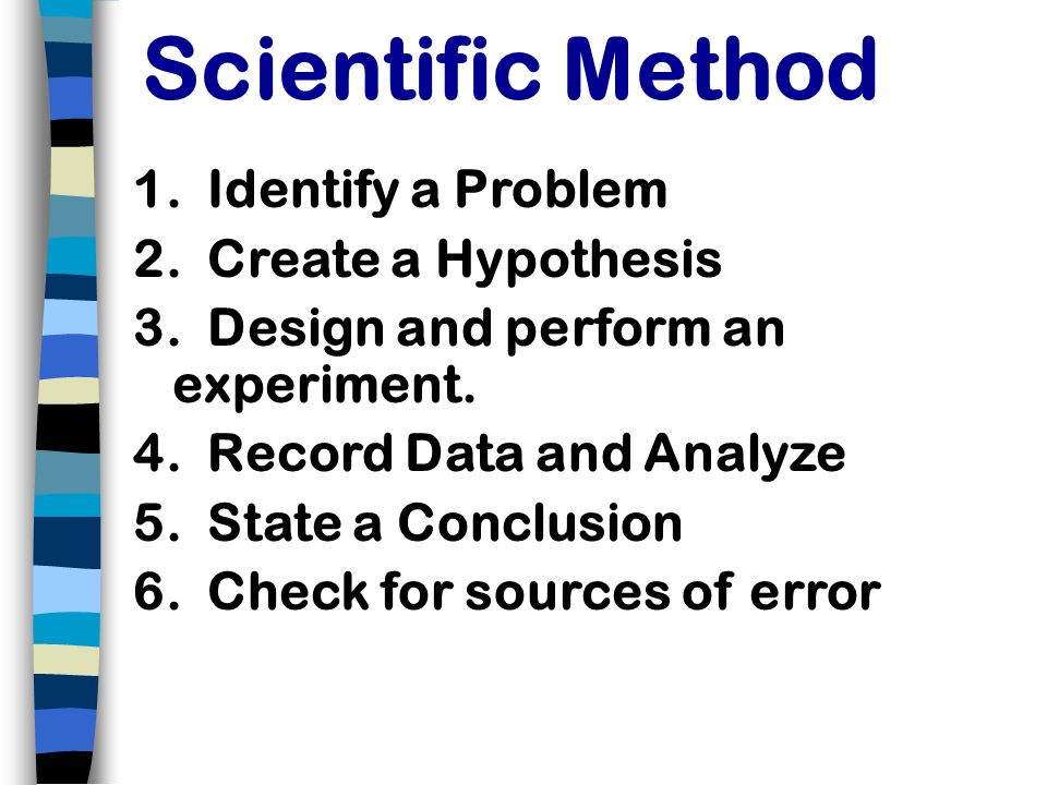 Scientific Method 1. Identify a Problem 2. Create a Hypothesis 3.
