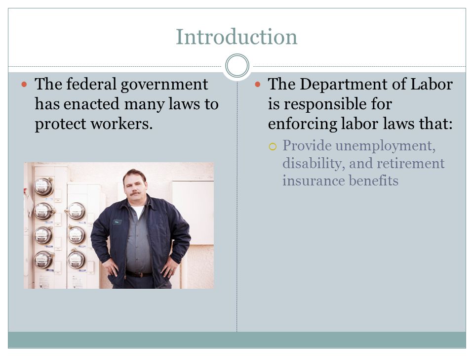 Introduction The federal government has enacted many laws to protect workers.