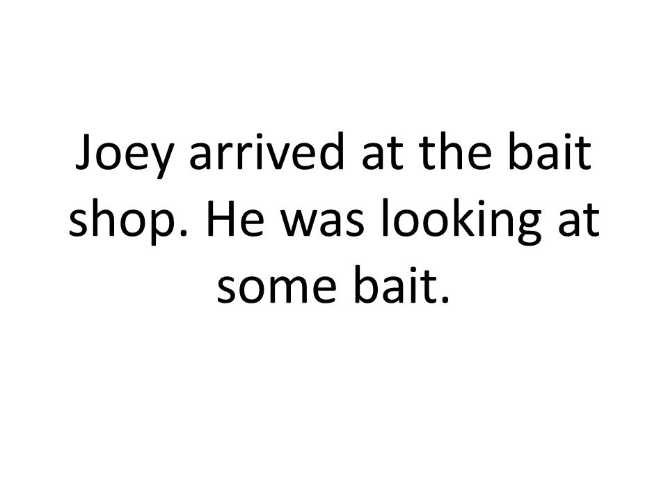 Joey arrived at the bait shop. He was looking at some bait.