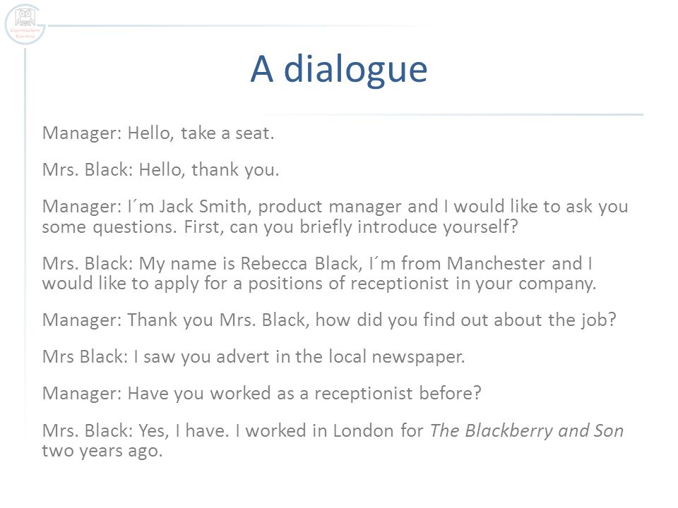 job interview dialogue