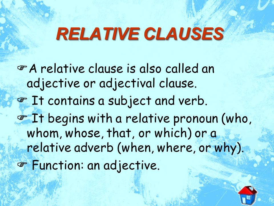 CONTENT  RELATIVE CLAUSES  CLASSIFICATION  RULES FOR REDUCED RELATIVE CLAUSES  NOTES