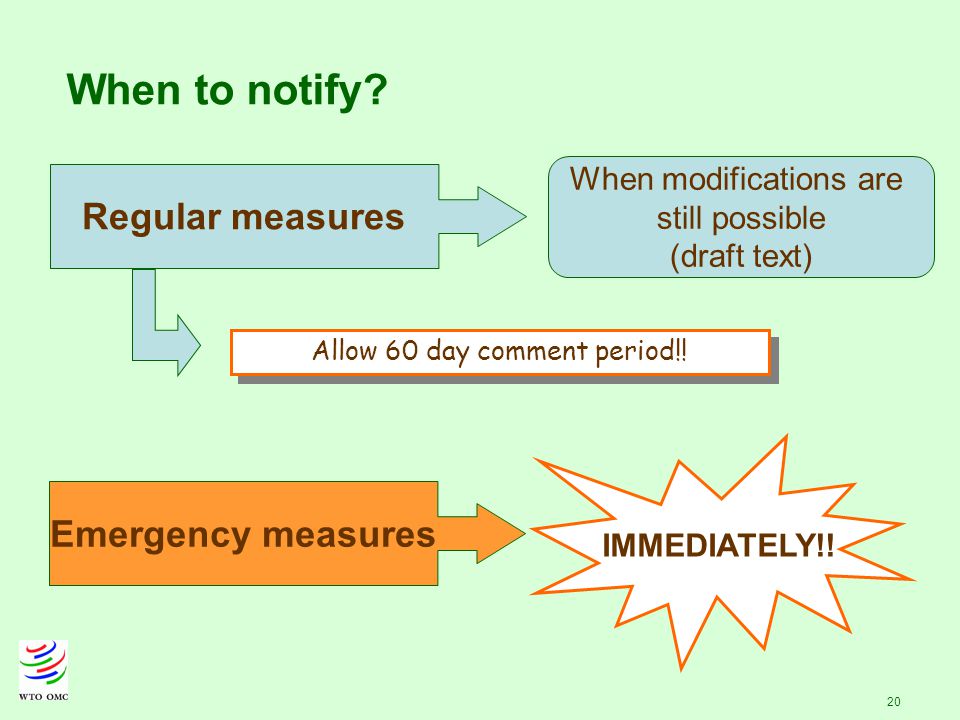 20 When to notify. Emergency measures IMMEDIATELY!.