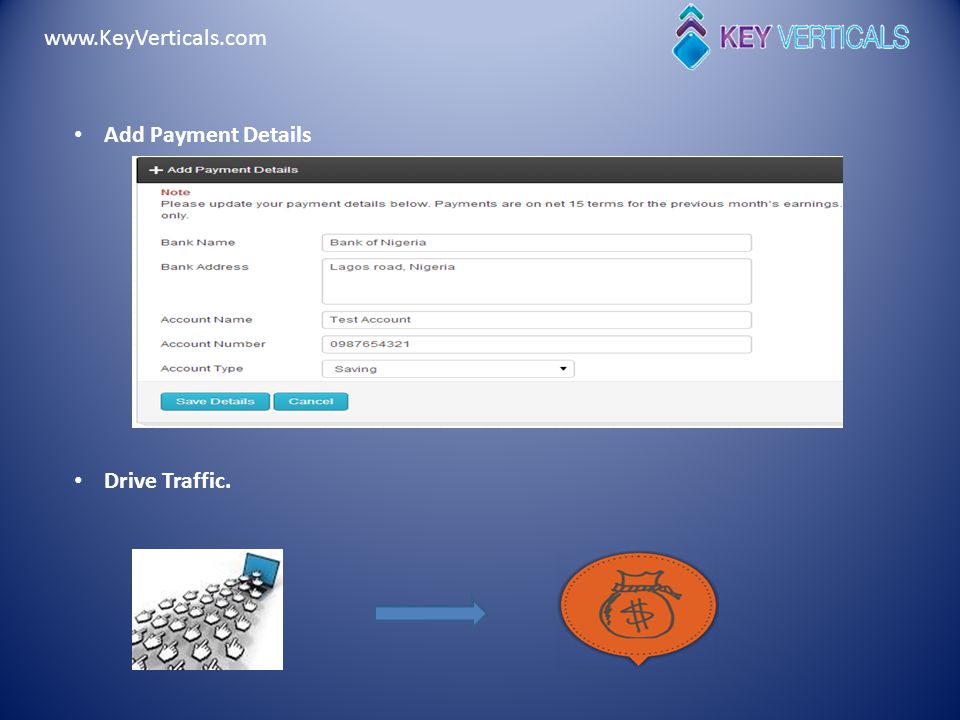 Add Payment Details Drive Traffic.