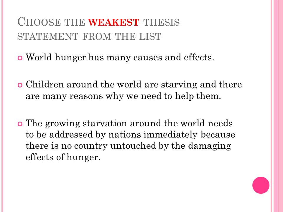 Good cause and effect thesis statements