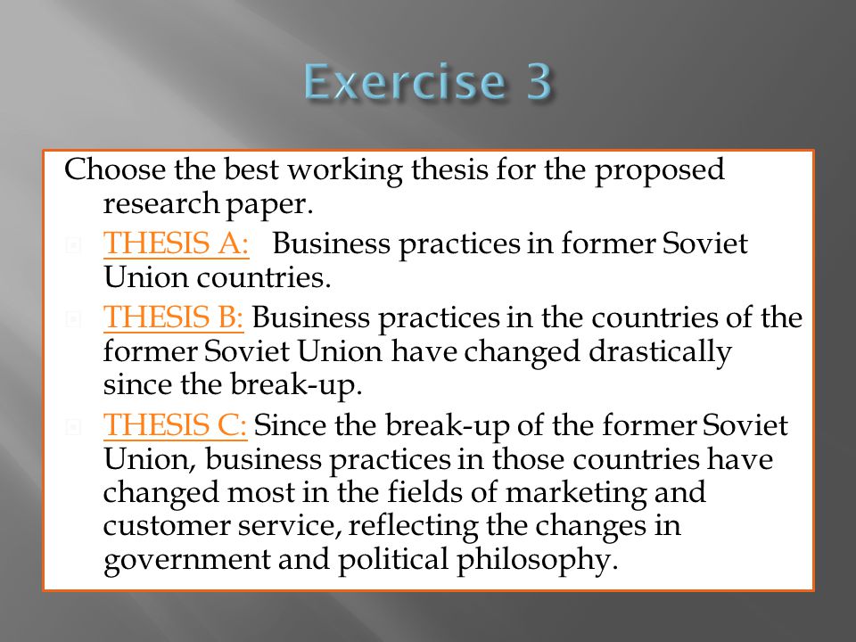 Working Thesis
