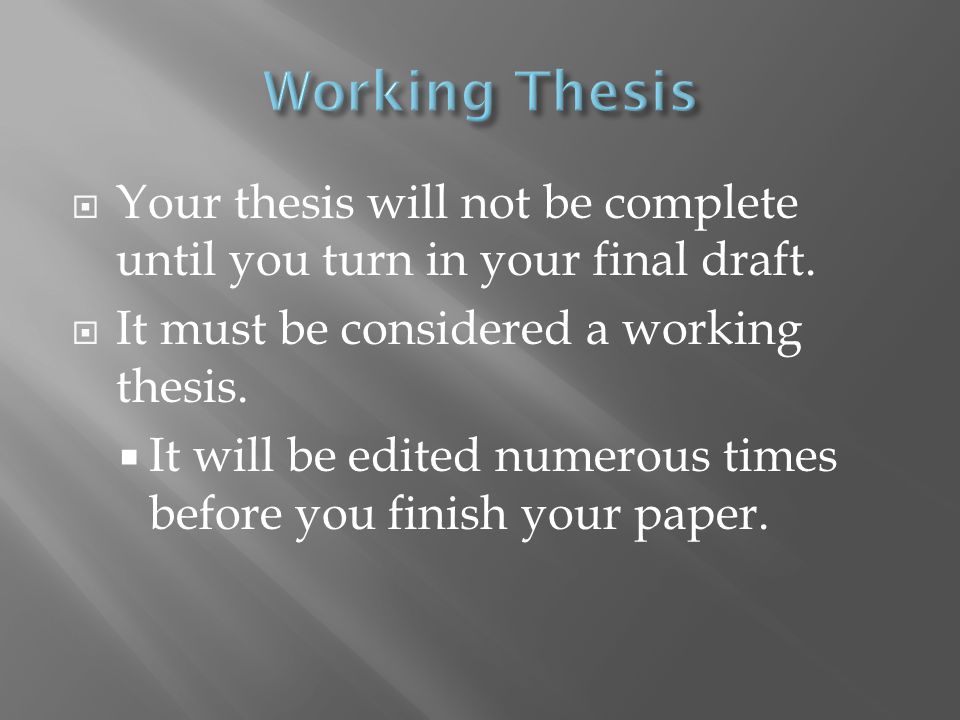 Working On Thesis