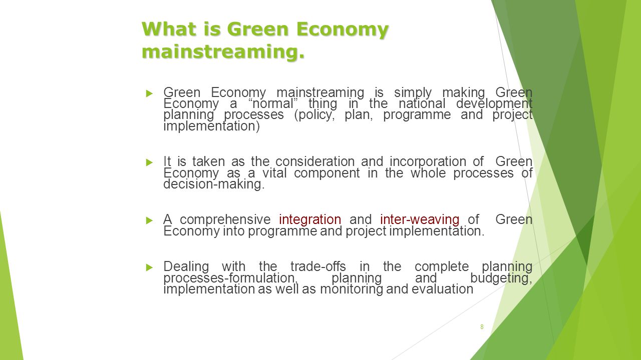 What is Green Economy mainstreaming.
