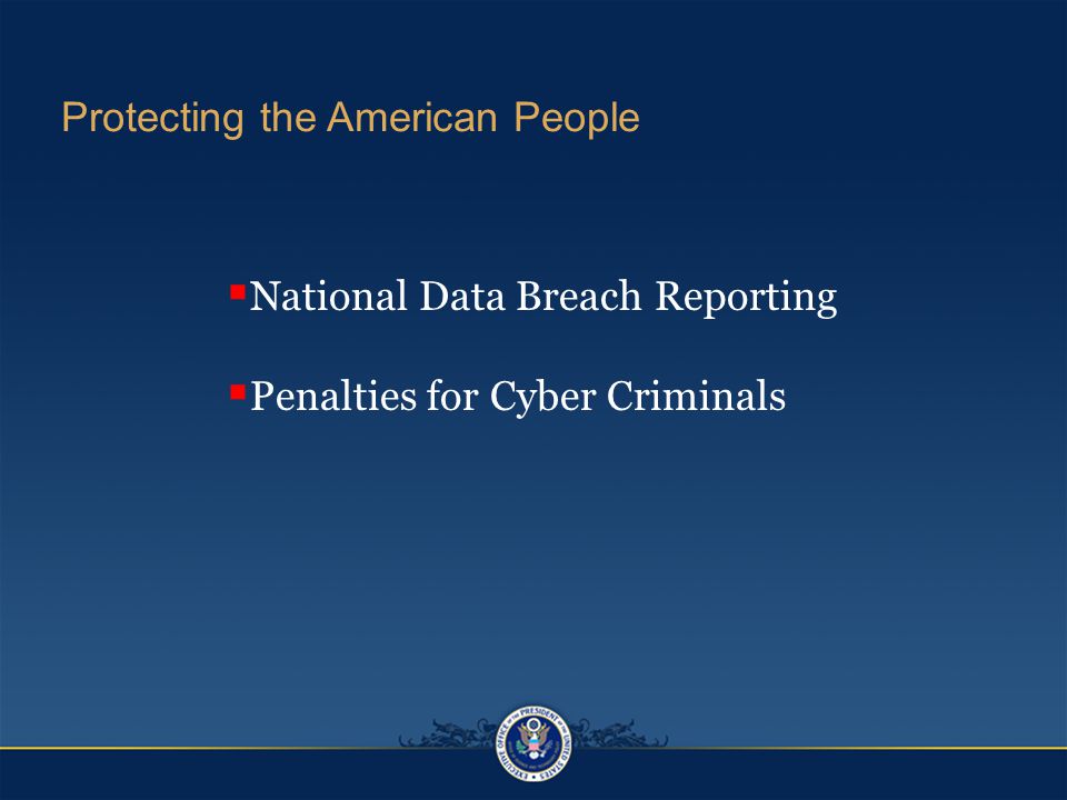 Protecting the American People  National Data Breach Reporting  Penalties for Cyber Criminals