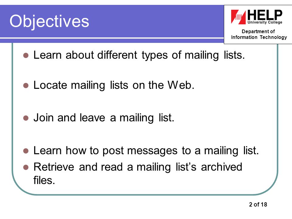 department of information technology prepared by ms melinda chung types of mailing