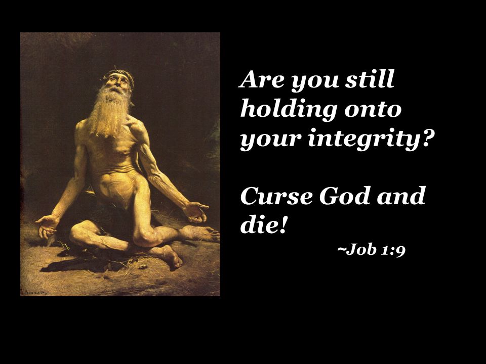 Are you still holding onto your integrity Curse God and die! ~ Job 1:9