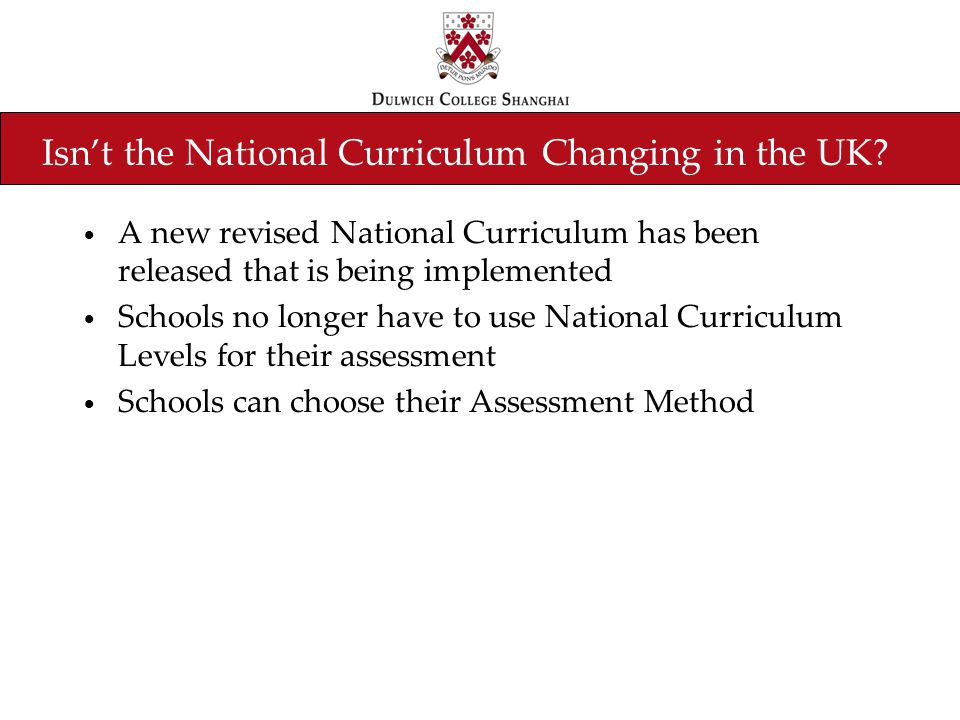 Isn’t the National Curriculum Changing in the UK.