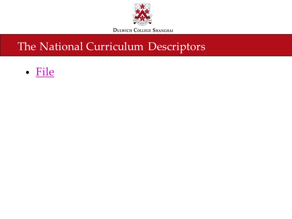The National Curriculum Descriptors File