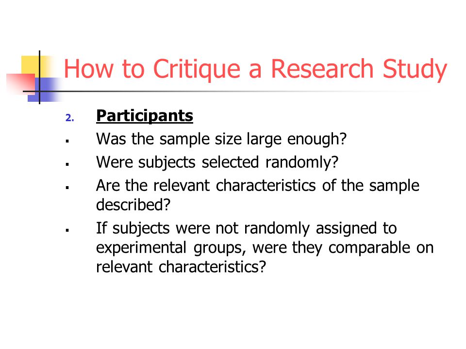 Critiquing A Research Paper