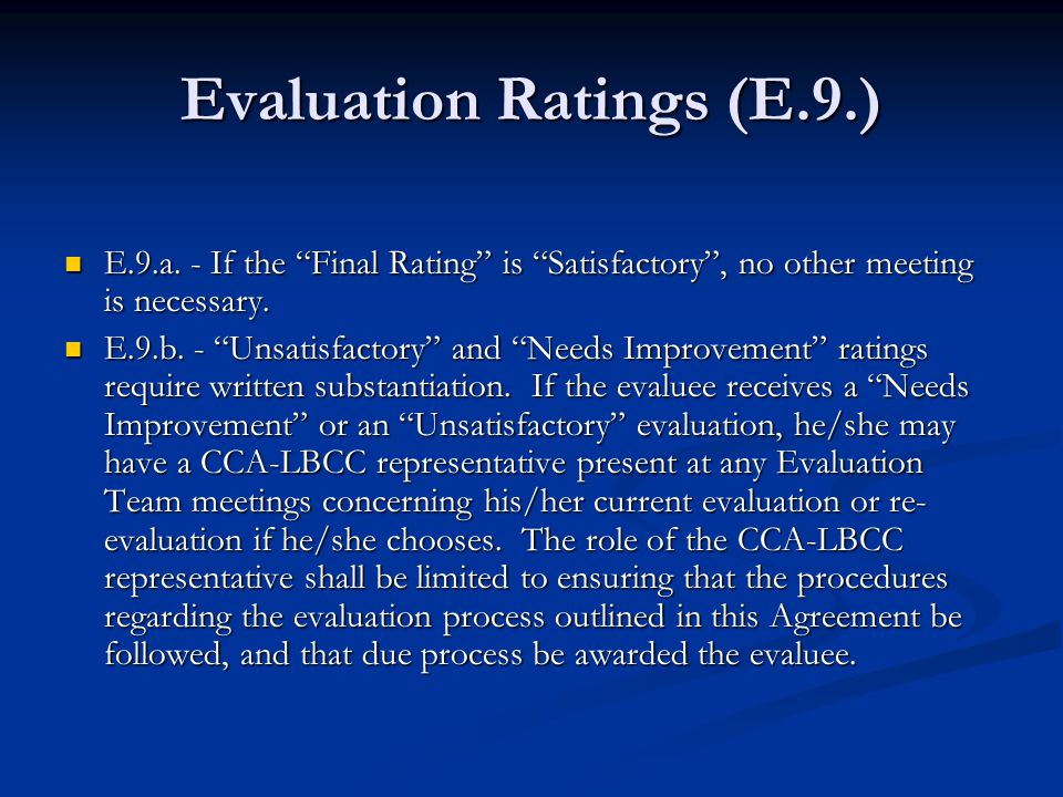 Evaluation Ratings (E.9.) E.9.a.