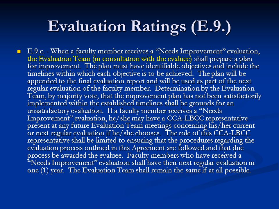 Evaluation Ratings (E.9.) E.9.c.