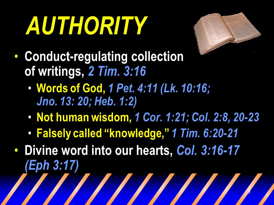 5 AUTHORITY Conduct-regulating collection of writings, 2 Tim.