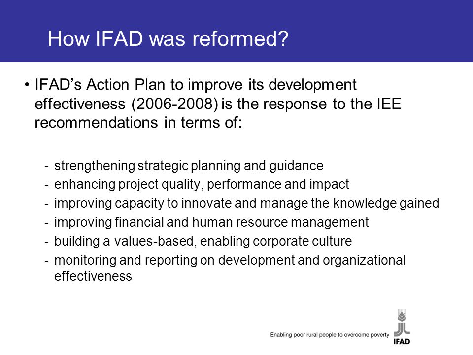 How IFAD was reformed.