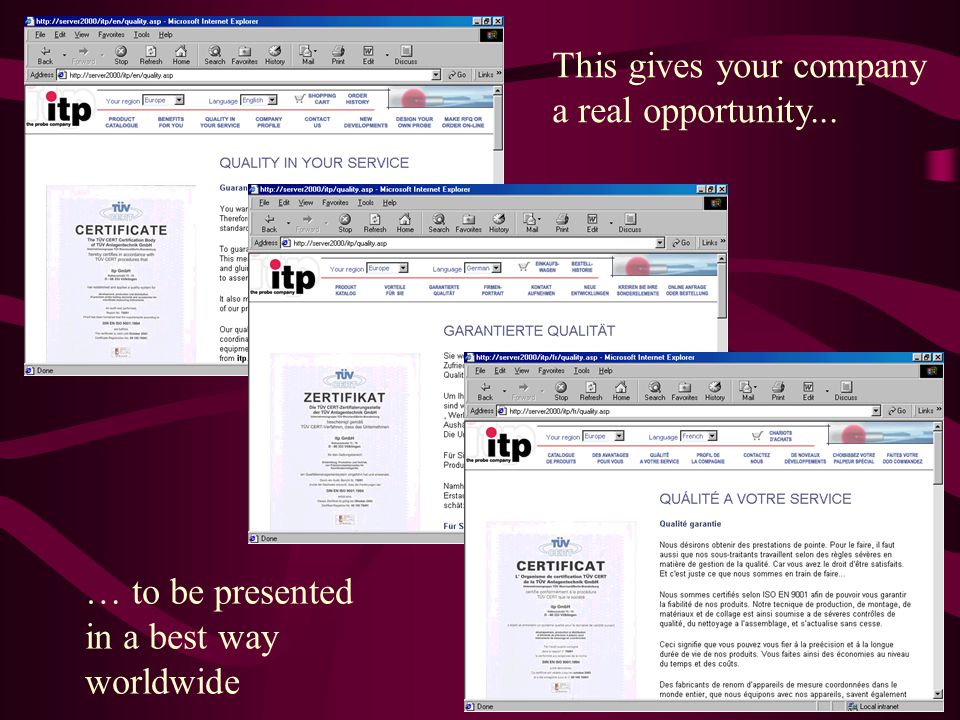 This gives your company a real opportunity... … to be presented in a best way worldwide