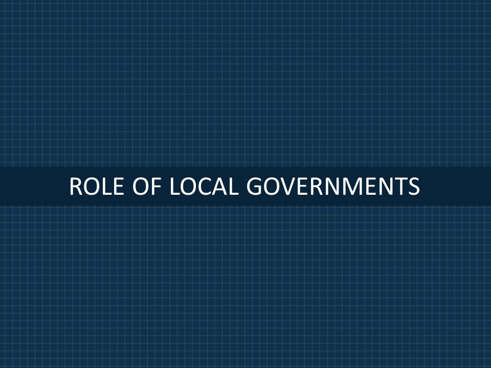 ROLE OF LOCAL GOVERNMENTS