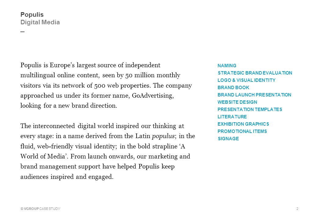 vgroup case study — populis digital media new identity for the vgroup case study — populis digital media new identity for the, Presentation templates