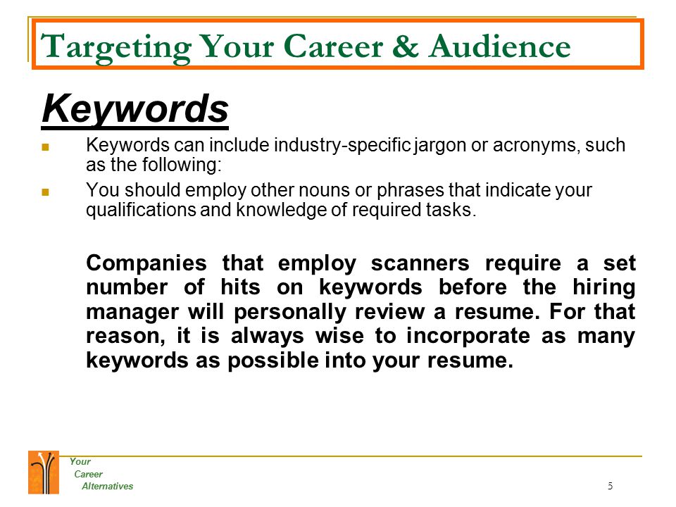 resume keywords list by industry