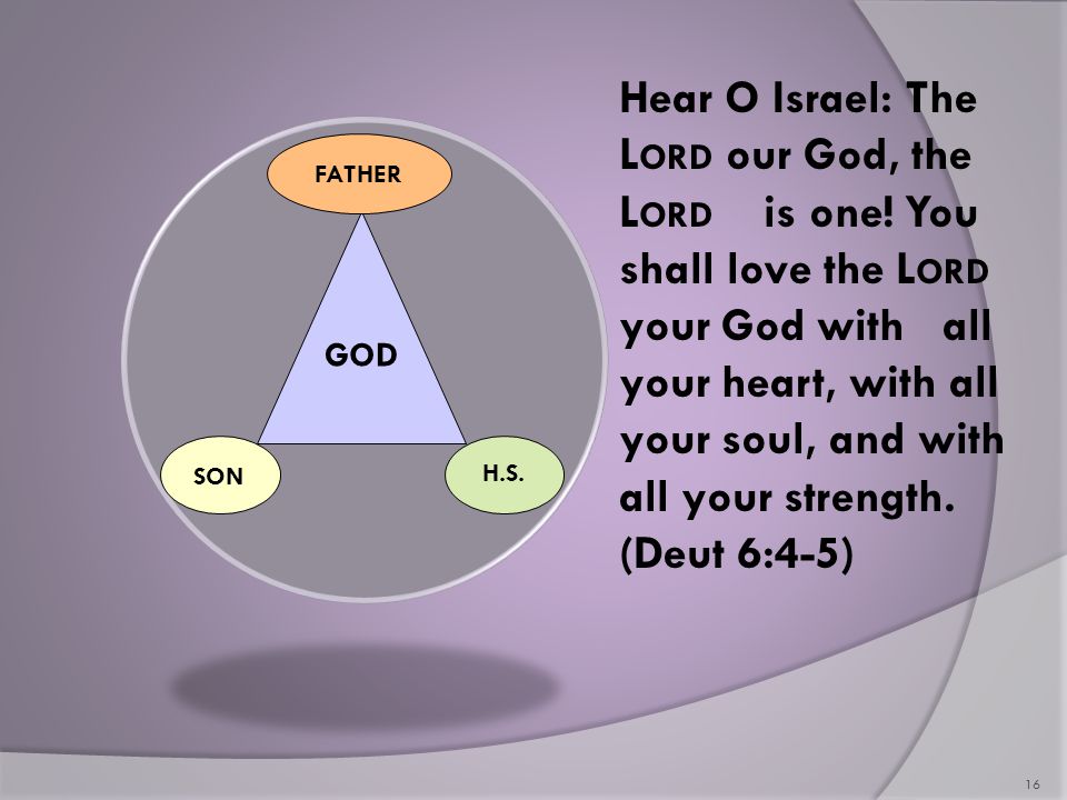 Hear O Israel: The L ORD our God, the L ORD is one.